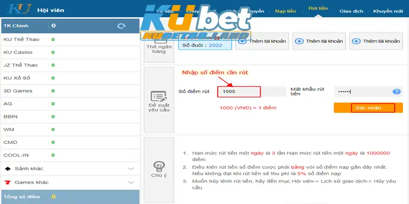 Hướng dẫn rút tiền Kubet dành cho tất cả hội viên