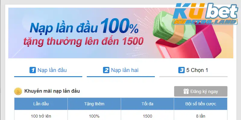 Khuyến mãi Kubet nạp đầu