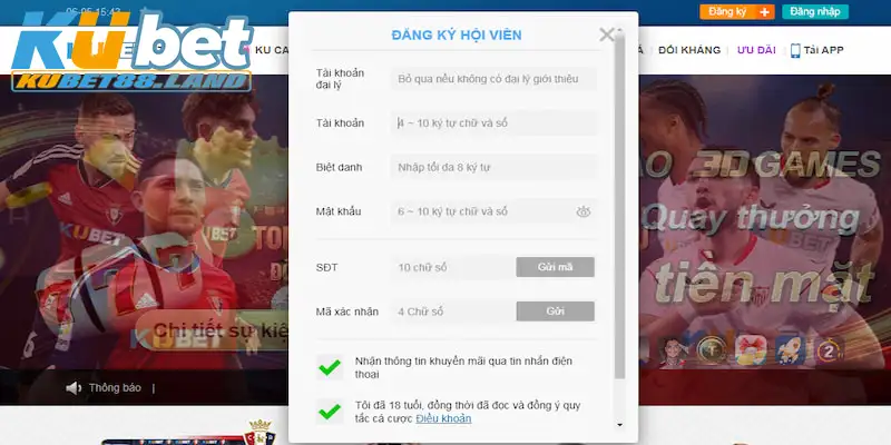 Nhà cái yêu cầu người chơi điền đủ thông tin đăng ký
